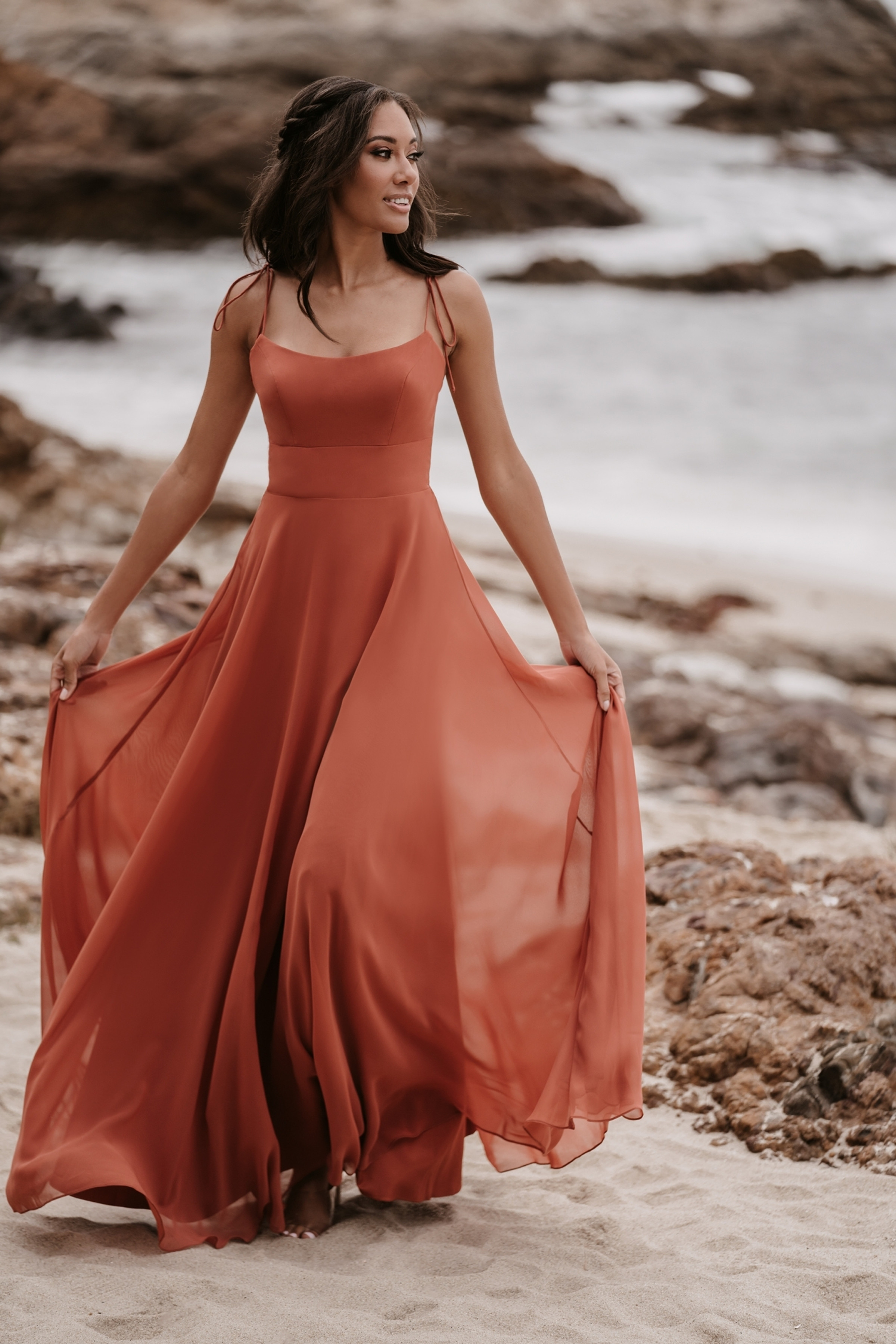 orange cocktail dress Petal & Pup Women's Naira Pleated Maxi Dress
