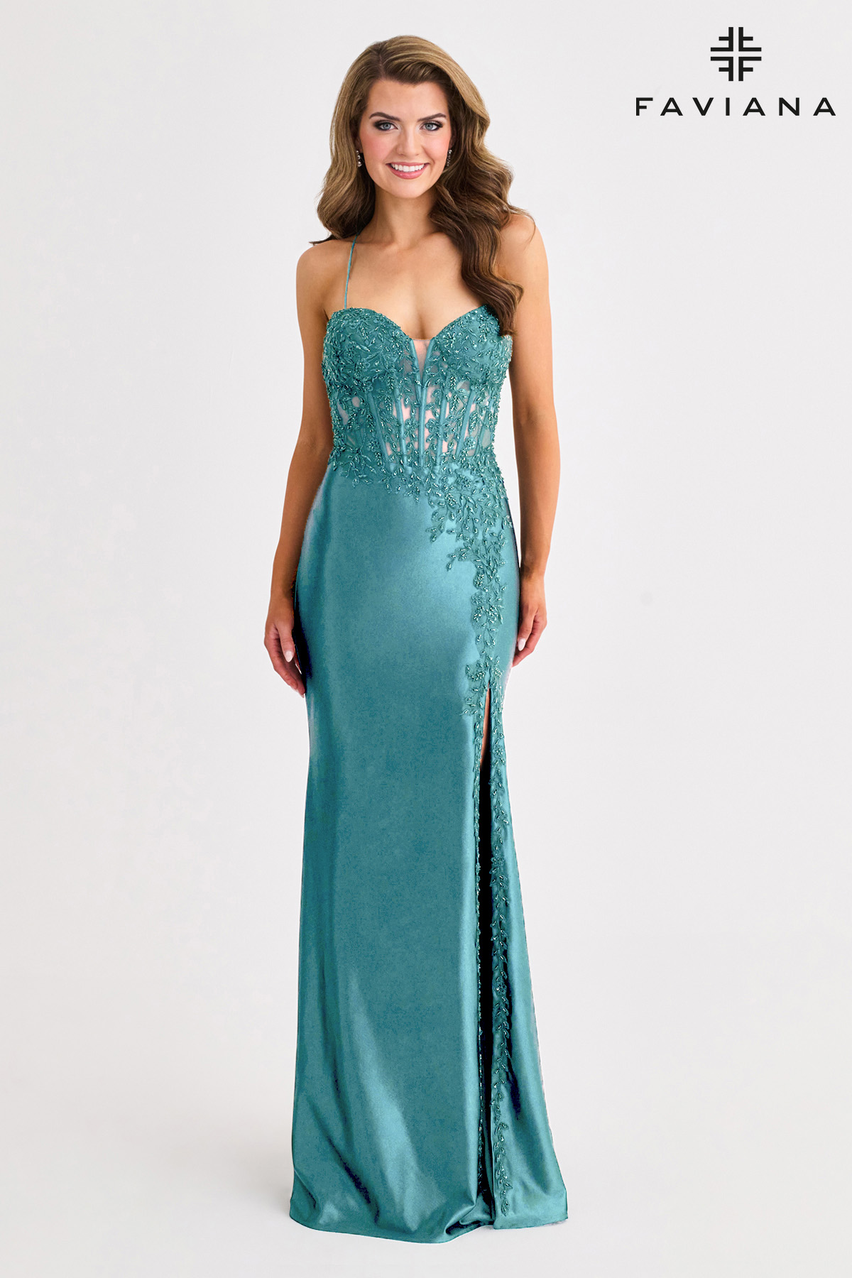 western formal dresses near me Off-the-Shoulder Long Prom Dress with Lace-Up Corset Peacock / 12 main image 1